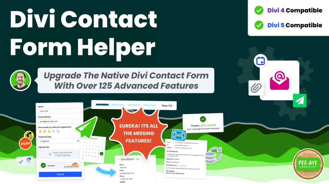 Official Divi Contact Form Helper promotional image by Pee-Aye Creative