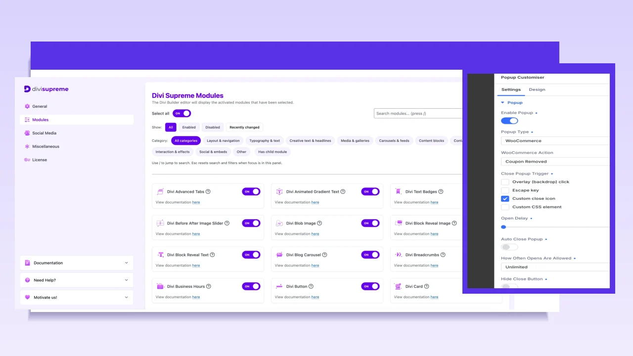 Divi Supreme Pro design tools screenshot
