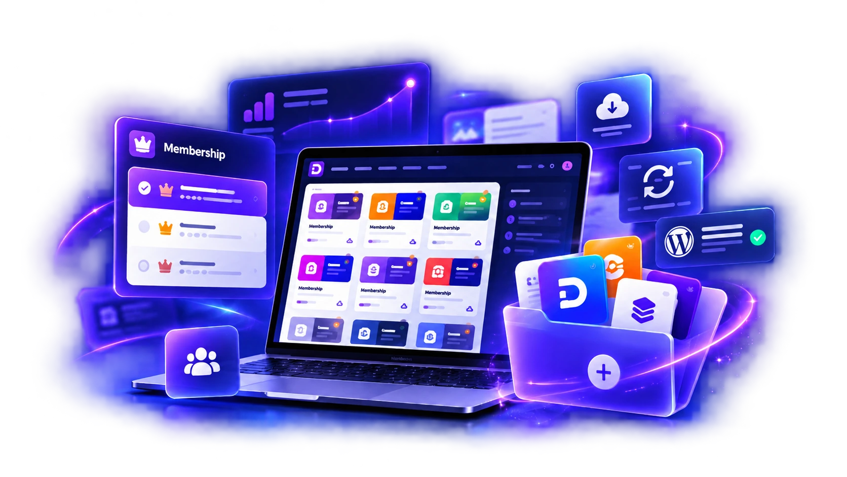 DiviHarbor Membership premium Divi plugins library with floating access and download panels